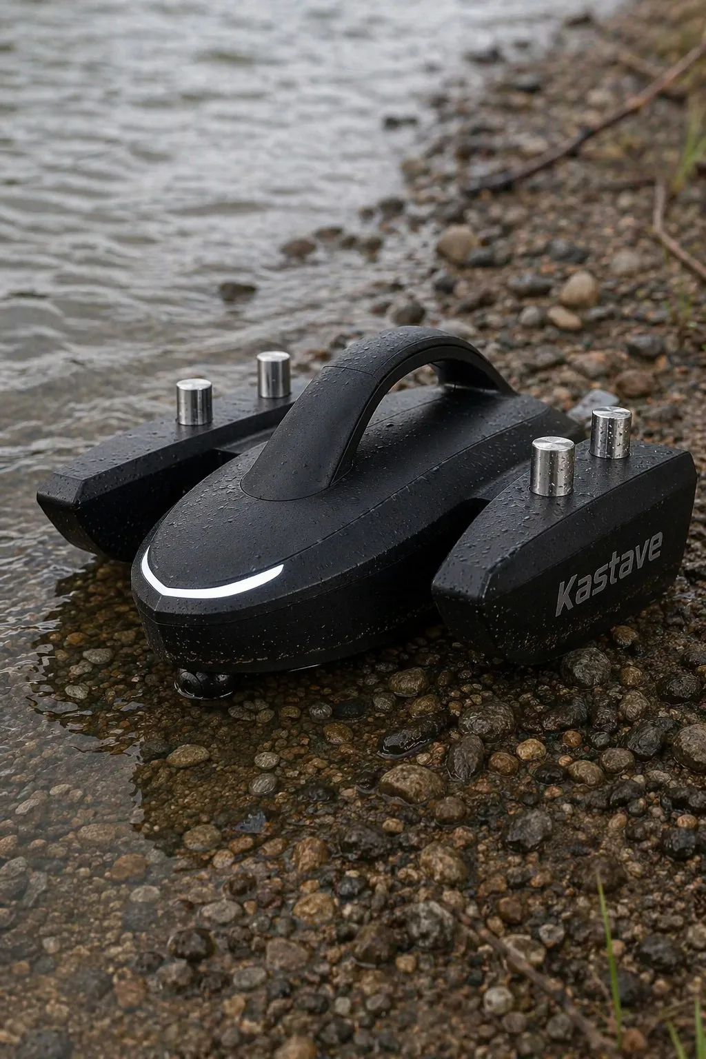 Kastave wet hardware closeup on shallow lake stones
